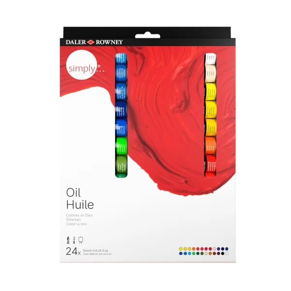 Daler Rowney Simply Pack de 24 Pinturas al Oleo - Tubos de Aluminio - 12ml - Colores Surtidos