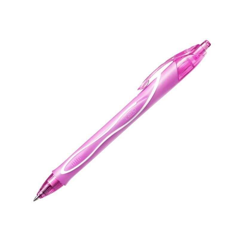 Bic Gel-Ocity Quick Dry Boligrafo Retractil - Punta Media de 0.7mm - Tinta de Gel - Secado Ultra Rapido - No Mancha el Papel - Color Rosa · Pack de 12 uds.