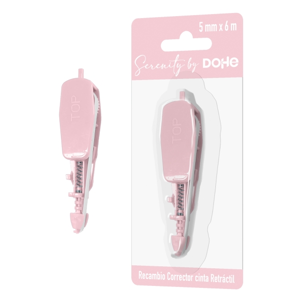 Dohe Serenity Recambio de Cinta Correctora - 5mm x 6m - Retractil - Color Rosa · Pack de 10 uds.