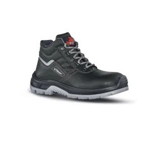 Upower Pitucon L Botines de Seguridad - Talla 38 - Empeine Piel Hidrofugo, Puntal Composite, Lamina Acero Ergonomica, Suela Antideslizante PU/PU, Proteccion S3 FO SR - Color Negro