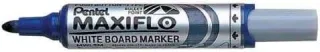 Pentel Maxiflo Rotulador para Pizarra Blanca - Regulacion del Flujo de Tinta - Punta Redonda - Ancho de Linea 2,5mm - 50% de Materiales Reciclados - Color Azul · Pack de 12 uds.