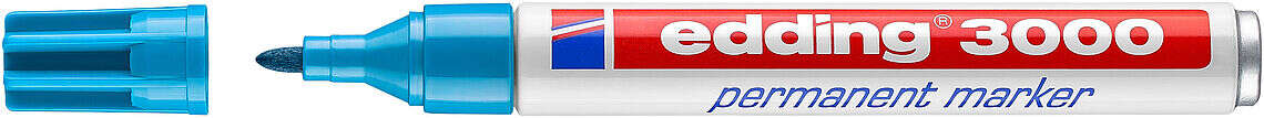 Edding 3000 Rotulador Permanente - Punta Redonda de 1.5mm - Trazo entre 1.5 y 3mm - Recargable - Secado Rapido - Color Azul Claro · Pack de 10 uds.