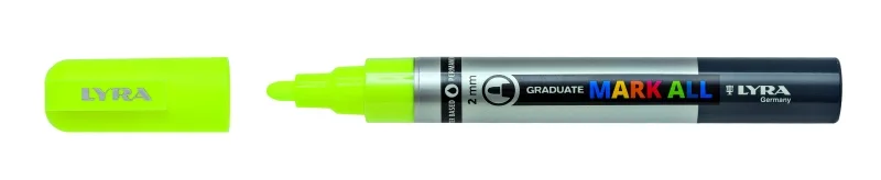 Lyra Mark All Rotulador Permanente - Multisuperficie - Punta Redonda - 2mm - Color Amarillo Neon · Pack de 6 uds.