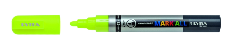 Lyra Mark All Rotulador Permanente - Multisuperficie - Punta Redonda - 2mm - Color Amarillo Neon · Pack de 6 uds.