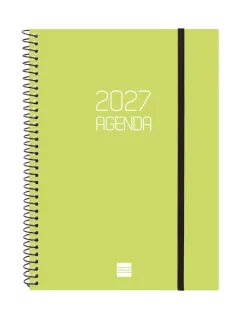 Finocam Espiral Basics Opaque Agenda - Anual 2027 - Semana Vista Horizontal - Formato E10 - 155x212mm - Espiral - Tapa de Polipropileno - Esquinas Microperforadas - Papel de 80g/m2 - Color L