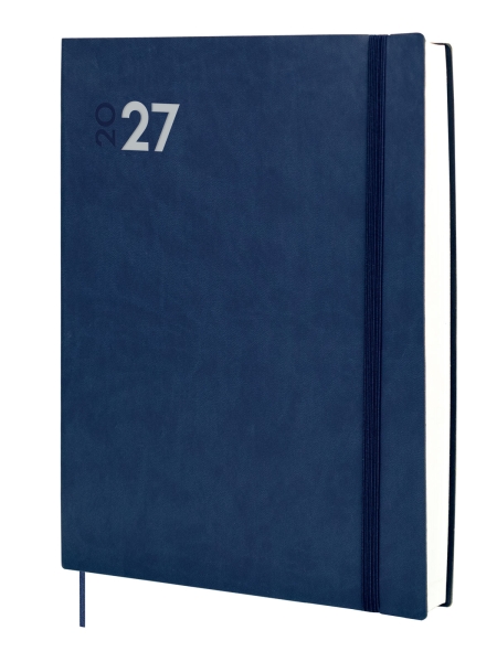 Finocam Dynamic Mara Agenda Profesional - Anual 2027 - 1 Dia por Pagina - Formato Y12 - 210x270mm - Goma Elastica - Tapa Blanda de PU - Esquinas Microperforadas - Papel de 80g/m2 - Color Azul