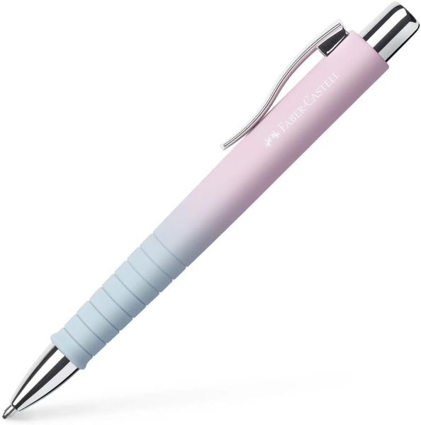Faber-Castell Poly Ball Flow Edition Blushing Sky Boligrafo Retractil XB - Forma Triangular Ergonomica - Suave al Tacto - Color Rosa/Azul Degradado · Pack de 5 uds.