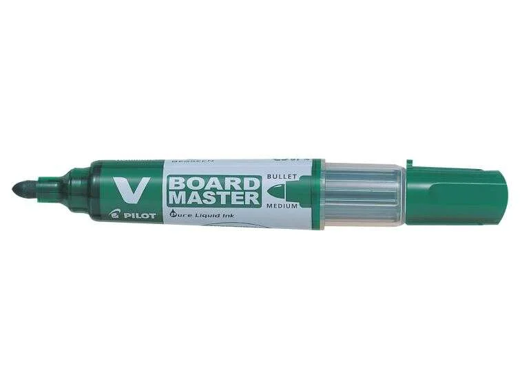Pilot V-Board Master Begreen Rotulador para Pizarra Blanca - Punta Redonda 6mm - Trazo 2.3mm - 91% Plastico Reciclado - Recargable - Color Verde · Pack de 10 uds.