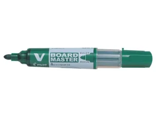 Pilot V-Board Master Begreen Rotulador para Pizarra Blanca - Punta Redonda 6mm - Trazo 2.3mm - 91% Plastico Reciclado - Recargable - Color Verde · Pack de 10 uds.
