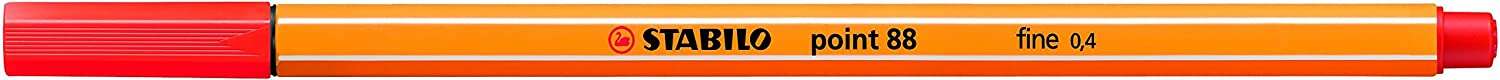 Stabilo Point 88 Rotulador de Punta Fina de Fibra - Trazo de 0.4 mm - Tinta con Base de Agua - Color Carmin · Pack de 10 uds.
