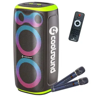 Coolsound Blast Pump Altavoz Karaoke - 2x 6.5" - 60W RMS - Iluminacion RGB - Bluetooth, USB, Tarjeta TF y Auxiliar - 2 Microfonos Inalambricos Incluidos - Mando a Distancia - Color Verde
