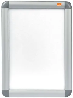 Nobo Marco Publicitario Tamaño A4 con Proteccion de PVC Antirreflectante y Resistente a la Intemperie - Marco de Aluminio Elegante - Color Plata