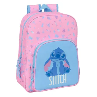 Safta Stitch Bright Mochila Infantil - Adaptable a Carro - Portabotellas - Hombreras Ergonomicas - Bolsillo Frontal - 10L - 260x110x340mm - Color Rosa