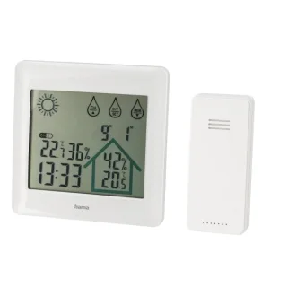Hama Action Estacion Meteorologica - Prevision Meteorologica - Sensor Exterior - Termometro - Higrometro - 12x2x12cm - Color Blanco