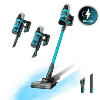 Cecotec Conga Rockstar 1500 Horizon X-Treme XL Aspirador de Escoba Vertical - 215W - Autonomia hasta 60min - Deposito de 600ml - Varios Modos de Uso - Incluye Accesorios - Color Negro y Azul