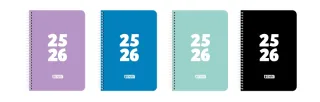 Enri Teens Agenda Escolar 25/26 Espiral Semana Vista - Tamaño 4º - Tapa de Plastico - Esquinas Microperforadas - Espacio para Notas - Colores Surtidos · Pack de 4 uds.