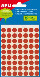 Apli Minibolsa de 315 Etiquetas Redondas Ø 10mm - 5 Hojas por 63 Etiquetas - Adhesivo Permanente - Color Rojo
