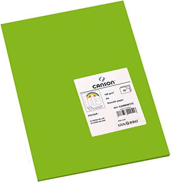Canson Guarro Pack de 50 Cartulinas Iris A4 de 185g - 21x29.7cm - Color Verde Billar