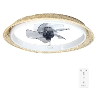 Cecotec EnergySilence LampAero 620 Natural Design Ventilador de Techo con 5 Aspas y Luz - 20W - Tulipa de Mimbre - 3 Tonos LED - Temporizador - 6 Velocidades - Modo Invierno - Color Madera C