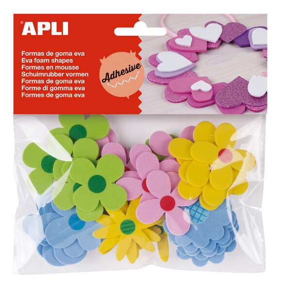 Apli Formas Goma Eva Adhesivas Flores Estampadas 40 U - Faciles de Pegar - Diseños Variados - Ideal para Manualidades · Pack de 5 uds.