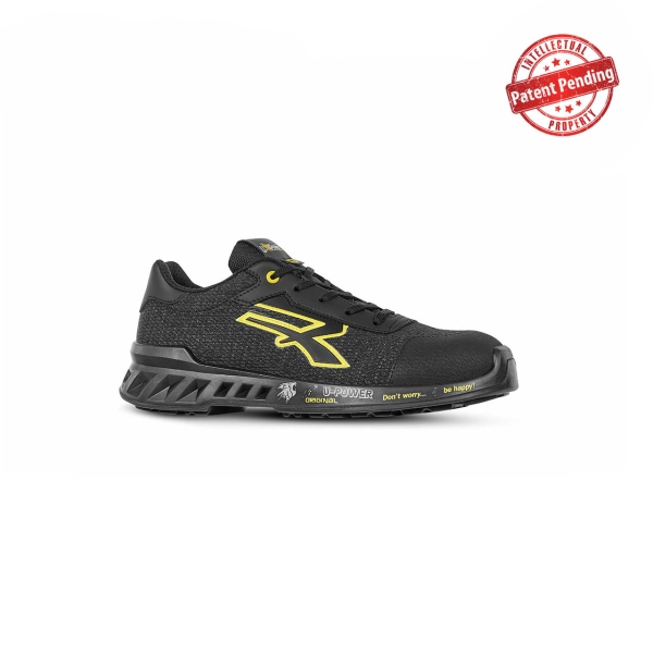 Upower Frank S ESD Calzado de Seguridad Ligeros - Talla 35 - Puntera AirToe Aluminium, Plantilla Antiperforacion, Suela Antideslizante, Proteccion S1PS FO SR, Transpirables - Color Gris/Amar