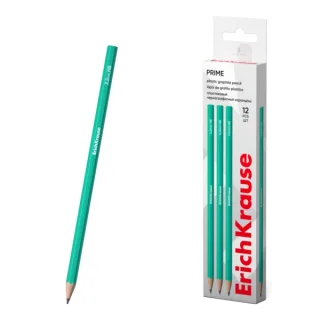 ErichKrause Prime Lapiz de Grafito - Mina HB de 2.2mm - Cuerpo Hexagonal - Plastico - Agarre Ergonomico - Color Turquesa · Pack de 12 uds.