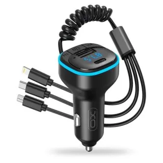 XO Adaptador Bluetooth para Coche - Conexion Inalambrica 50 - Reproduce Desde Smartphone y Pendrive - Puerto USB y Tipo C - Funcion Manos Libres - Pantalla LED - Dimensiones 35x35x75mm - Pes