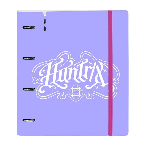 Safta K-Pop Demon Hunters Carpeta de 4 Anillas de 35mm - Recambio de 100 Hojas A4 - Cuadricula de 5x5mm - 90g/m2 - Separadores Internos - Goma Elastica - 27x32x4cm - Color Lavanda