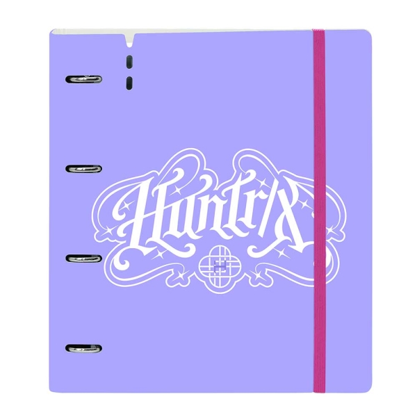 Safta K-Pop Demon Hunters Carpeta de 4 Anillas de 35mm - Recambio de 100 Hojas A4 - Cuadricula de 5x5mm - 90g/m2 - Separadores Internos - Goma Elastica - 27x32x4cm - Color Lavanda