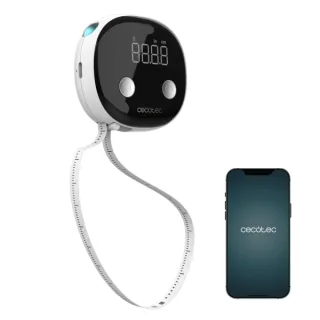 Cecotec Surface Precision Body Cinta Metrica Corporal Digital - Pantalla LED - Medidas Personalizables - Registro Automatico de Datos - Bateria de Larga Duracion - Compacto - Color Blanco