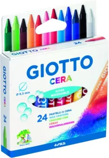 Giotto Pack de 24 Lapices de Cera - Extraresistentes - Facil de Sacar Punta - No Mancha