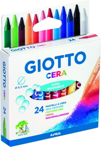 Giotto Pack de 24 Lapices de Cera - Extraresistentes - Facil de Sacar Punta - No Mancha