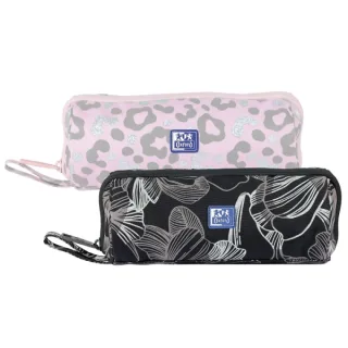 Oxford Dream Tech Estuche Portatodo Redondo - Apertura Total - 8 Compartimentos - Goma Kangoo Acoplable a Cuadernos y Carpetas - Asa de Transporte - Diseños Animal Print y Floral Print · Pac