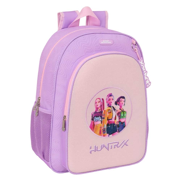Safta K-Pop Demon Hunters Iconic Mochila - Adaptable a Carro - Bolsillo Frontal - Portabotellas - Cremallera con Doble Tirador - Asa de Mano - Hombreras y Espalda Acolchada - 33x42x14cm - Color Lavanda