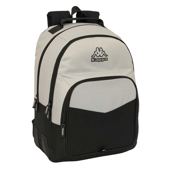 Safta Kappa Grey Mochila con 2 Compartimentos - Antirozaduras - Adaptable a Carro - Bolsillo Frontal - Portabotellas - Tirador Doble - Hombreras Ergonomicas - 320x150x420mm - Color Negro y Gris