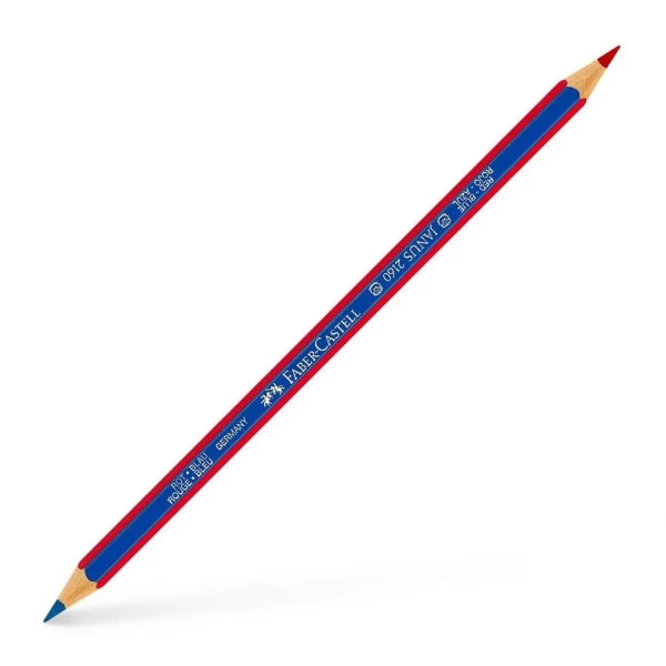 Faber-Castell Janus 2160 Lapiz Fino Bicolor Hexagonal - Ecologico - Resistente a la Rotura - Color Rojo/Azul · Pack de 12 uds.