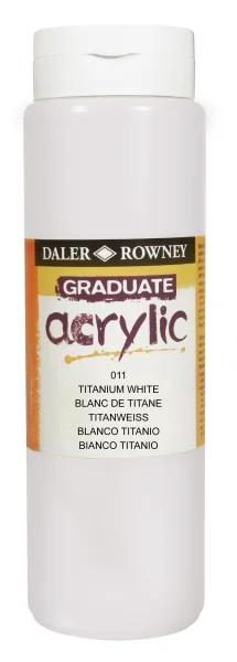 Daler Rowney Graduate Pintura Acrilica - Botella de Plastico - 500ml - Color Blanco Titanio