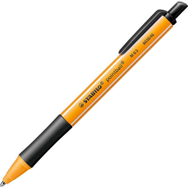 Stabilo Pointball Boligrafo Retractil - Punta de 1mm - Tinta con Base de Aceite - Recargable - 79% Plastico Reciclado - Grip Antideslizante - Color Negro · Pack de 10 uds.