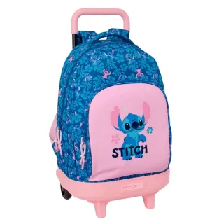 Safta Stitch Lio Mochila con Carro - Extraible - 33L - Portabotellas - Tarjeta de Identificacion Personal - Cremallera con Doble Tirador - Asa - Bolsillo Frontal - 33x45x22cm - Color Azul Os