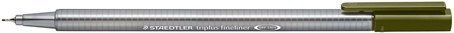 Staedtler Triplus Fineliner 334 Rotulador de Punta Fina - Trazo de 0.3mm - Tinta Base de Agua - Color Verde Oliva · Pack de 10 uds.