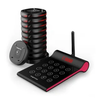 Approx Customer Caller Kit Avisador de Clientes - Base de Carga - 10 Unidades - 400m Alcance - Transmisor con Teclado Tactil - Color Negro