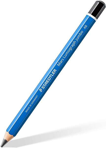 Staedtler Mars Lumograph Jumbo 100J Lapiz de Grafito - Mina 4B - Acabados Metalicos - Diametro Mina 5.3mm - Madera de Bosques Sostenibles · Pack de 6 uds.