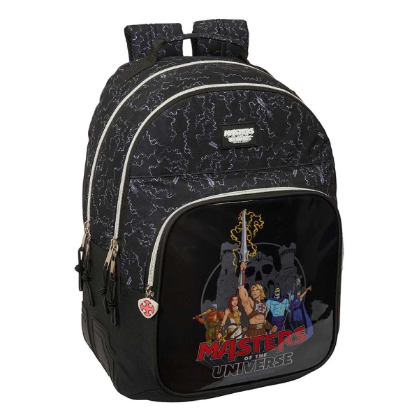 Safta Masters of the Universe Mochila - Adaptable a Carro - Bolsillo Frontal - Portabotellas - Cremallera con Doble Tirador - Asa de Mano - Espalda Acolchada - 32x42x15cm - Color Gris y Negro