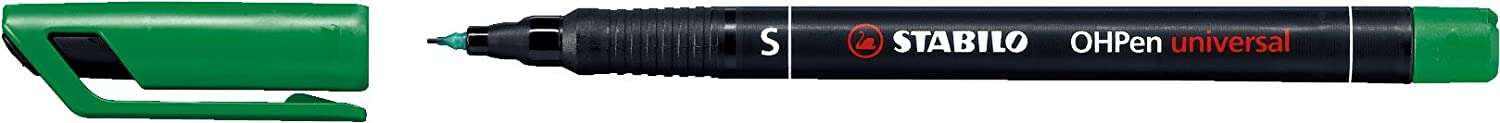 Stabilo OHPen Rotulador Permanente - Punta Superfina - Trazo de 0.4mm - Agarre Antideslizante - Tapon Ventilado - Color Verde · Pack de 10 uds.