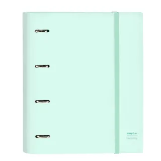 Safta Carpeta con 4 Anillas 35mm - Tapas Duras Forradas - Cierre Elastico - Recambio 100 Hojas de 80g/m2 - Separadores Internos - 270x35x320mm - Color Menta