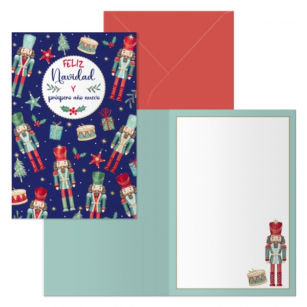 Dohe Cascanueces Pack de 6 Tarjetas de Felicitacion Navideña con Sobre - Tamaño Cerrada 11.5x17cm, Abierta 23x17cm - Papel Offset - Impresas a todo Color