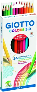 Giotto Colors 3.0 Pack de 24 Lapices Hexagonales de Colores - Mina 3 mm - Madera - Colores Surtidos