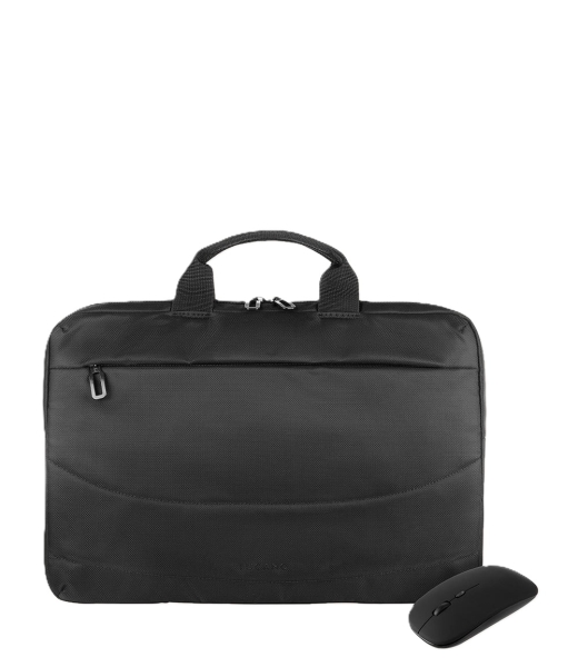 Tucano Idea Maletin Portatil 15,6" + Raton Inalambrico - Tamaño Slim - Interior Acolchado - Color Negro