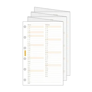 Finocam C296 Planificador de Recambio para Agendas Classic - Anual 2026 - Desplegable - Formato 602 - 73x1x114mm - Color Blanco