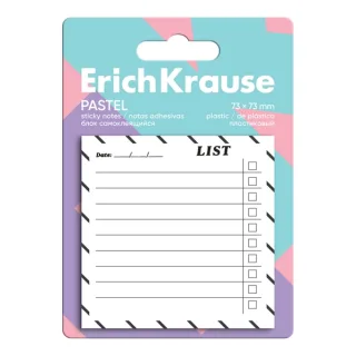 ErichKrause "To do list" Bloc de 20 Notas Adhesivas Reposicionables - Plastico - 73x73mm - Pegamento a Base de Agua - Color Blanco